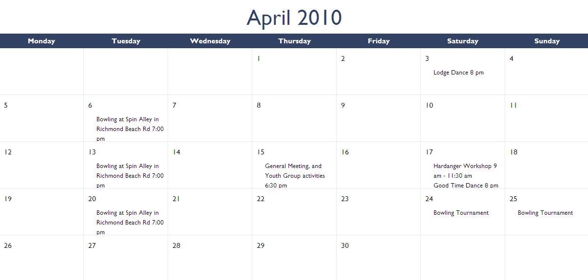 April 2010 Calendar